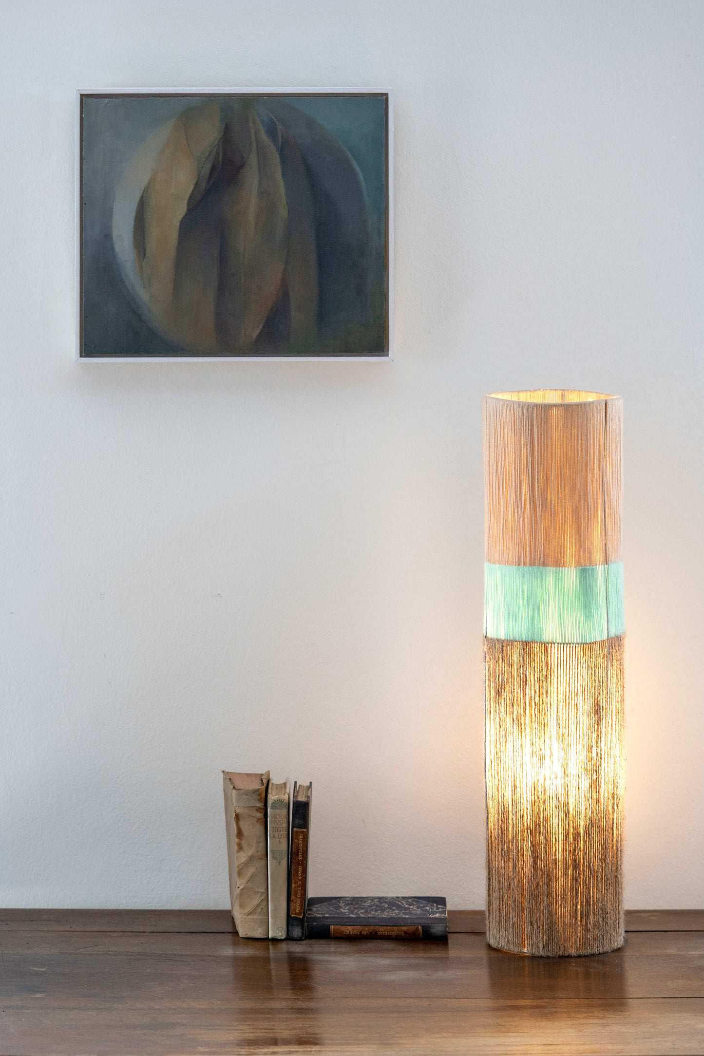 Unique Floor Lamp with Natural Colored Threads