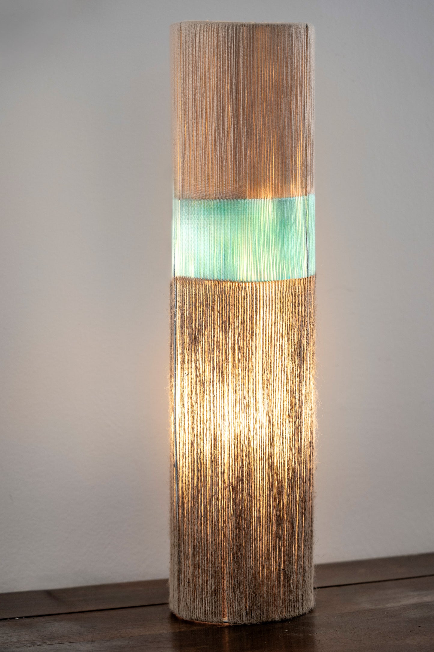 Unique Floor Lamp with Natural Colored Threads