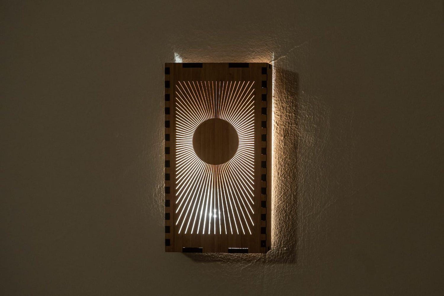 Bamboo Lamp Sunburst Wall Sconce for Bedroom and Living Room