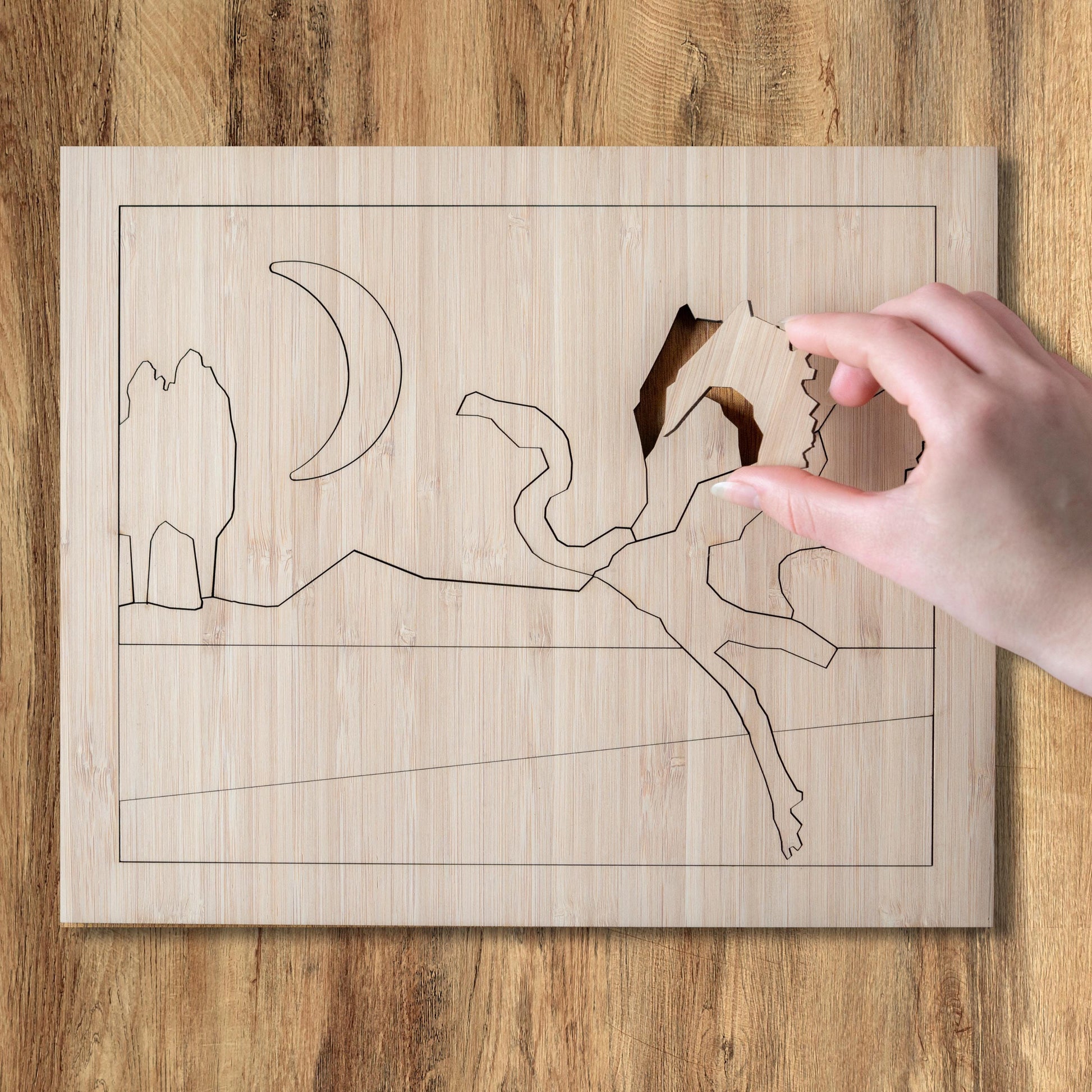 Wooden Flamingo Puzzle - Marsh Melodies Under the Moon