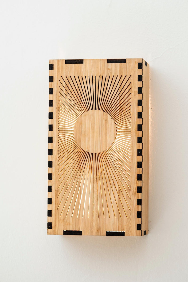 Bamboo Lamp Sunburst Wall Sconce for Bedroom and Living Room