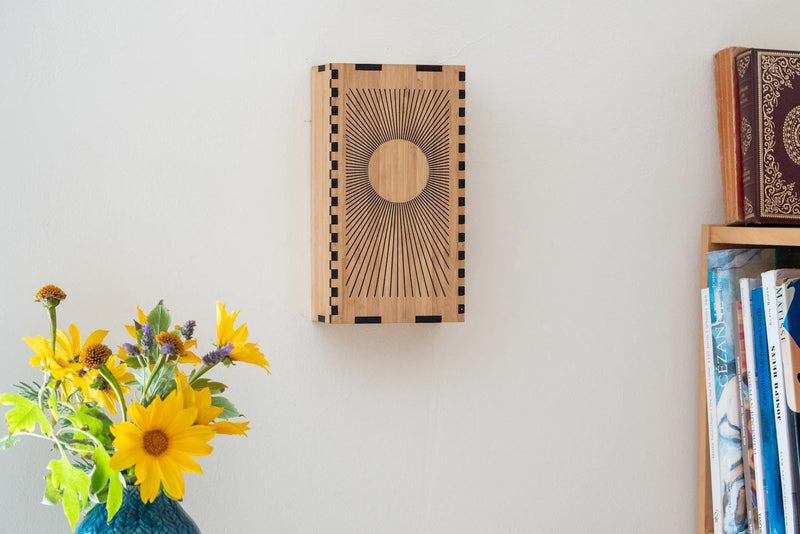 Bamboo Lamp Sunburst Wall Sconce for Bedroom and Living Room