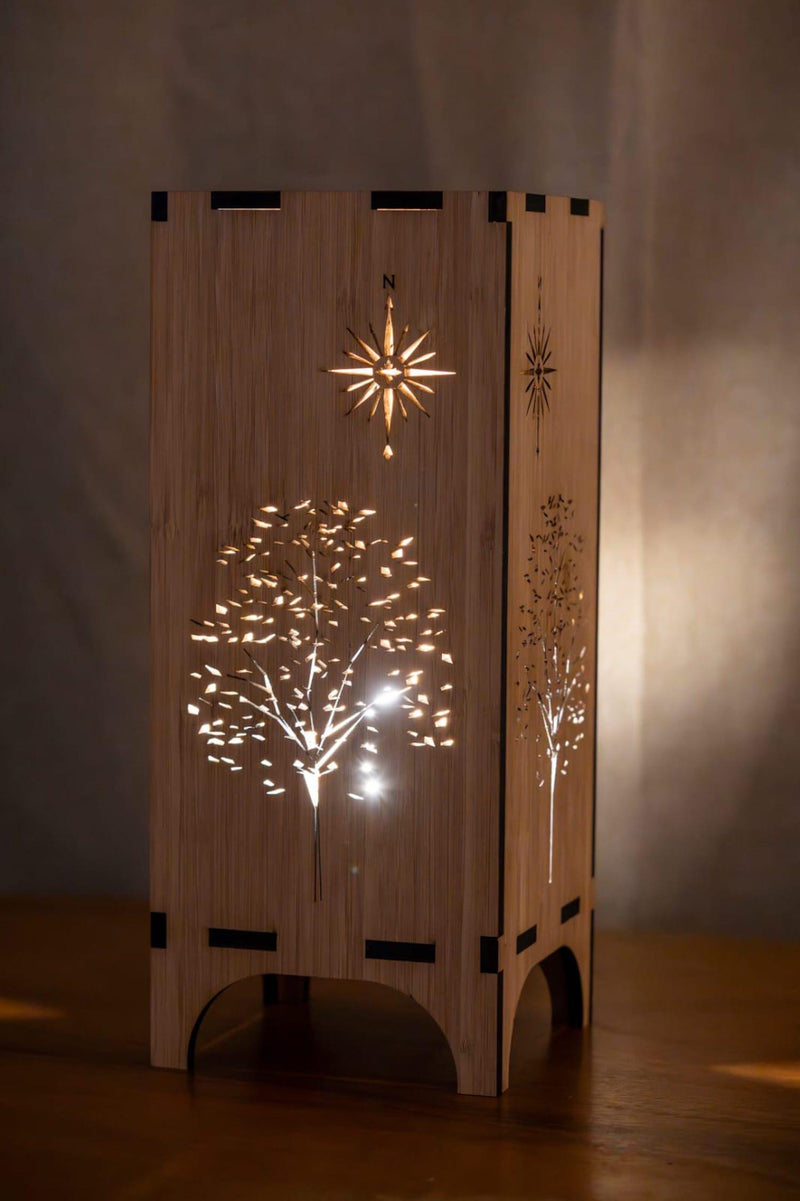 Bamboo Table Lamp Tree of Light for Peaceful Atmosphere