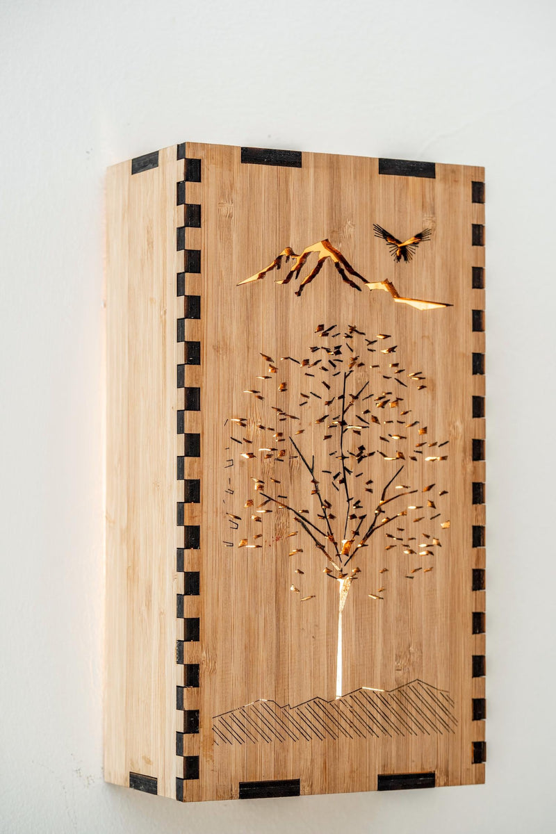 Bamboo Wall Sconce Tree of Life for Serene Ambiance