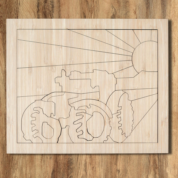 Wooden Tractor Puzzle for Toddlers and Farm Play for Fine Motor Skills