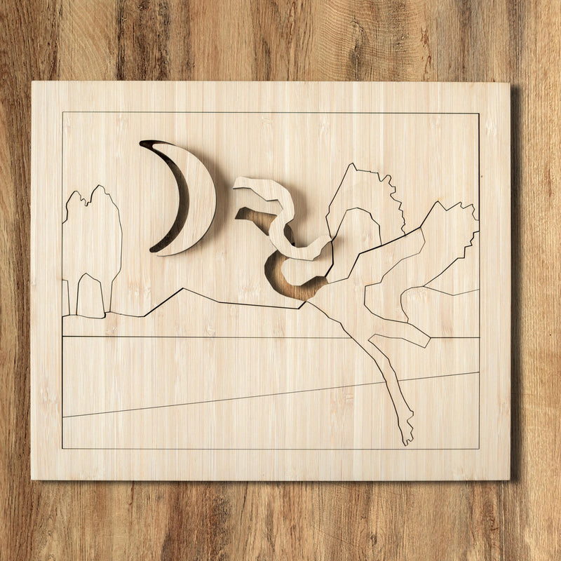 Wooden Flamingo Puzzle - Marsh Melodies Under the Moon