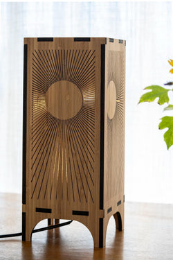 Bamboo Table Lamp with Sun Ray Design for Calming Ambiance and Mood Lighting