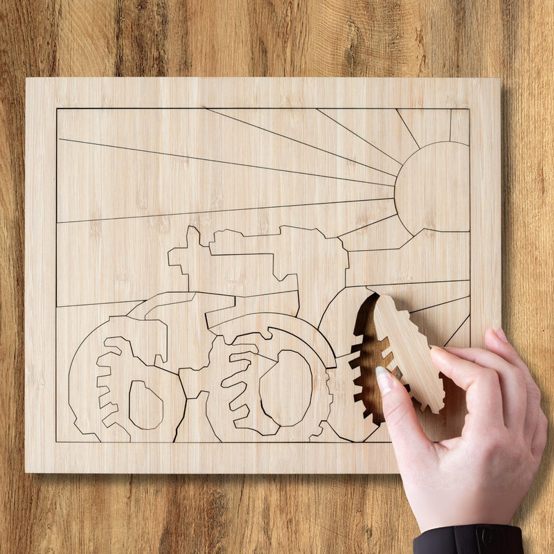 Wooden Tractor Puzzle for Toddlers and Farm Play for Fine Motor Skills