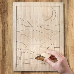 Wooden Sailboat and Moon Puzzle - Moonlit Cove Adventure