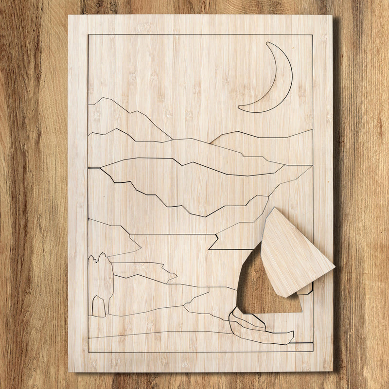 Wooden Sailboat and Moon Puzzle - Moonlit Cove Adventure